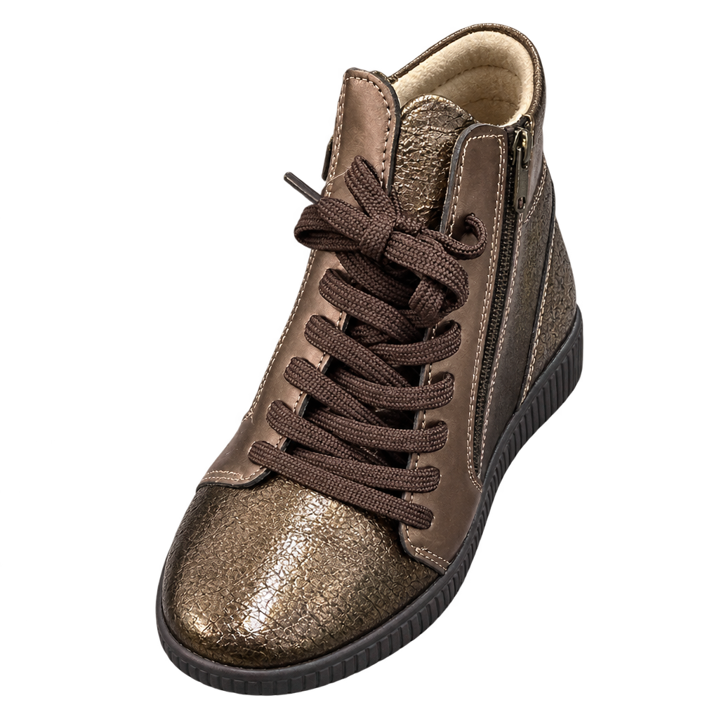 Bota castanho dourado com fundo transparente