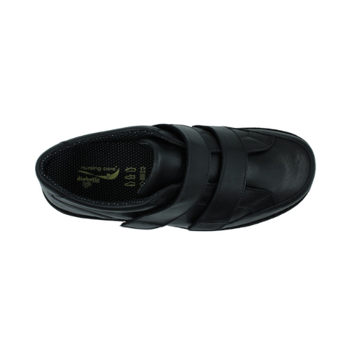 Sapato Gentle D30 visto de cima, com a palmilha interior e a etiqueta nursing care diabetic