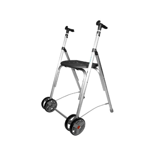 Andador de aluminio Kamaleon con 2 ruedas y asiento