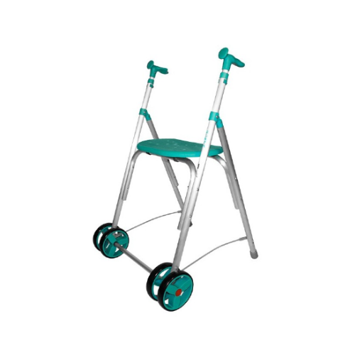 Andador de aluminio Kamaleon con 2 ruedas y asiento