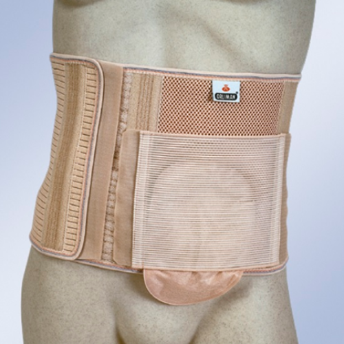 Banda de cobertura da faixa abdominal fechada por cima do saco de ostomia