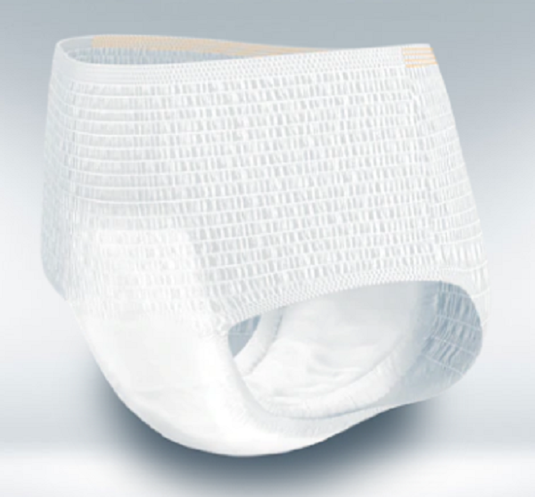 Cueca absorvente branca TENA Pants, com cintura elástica em toda a volta